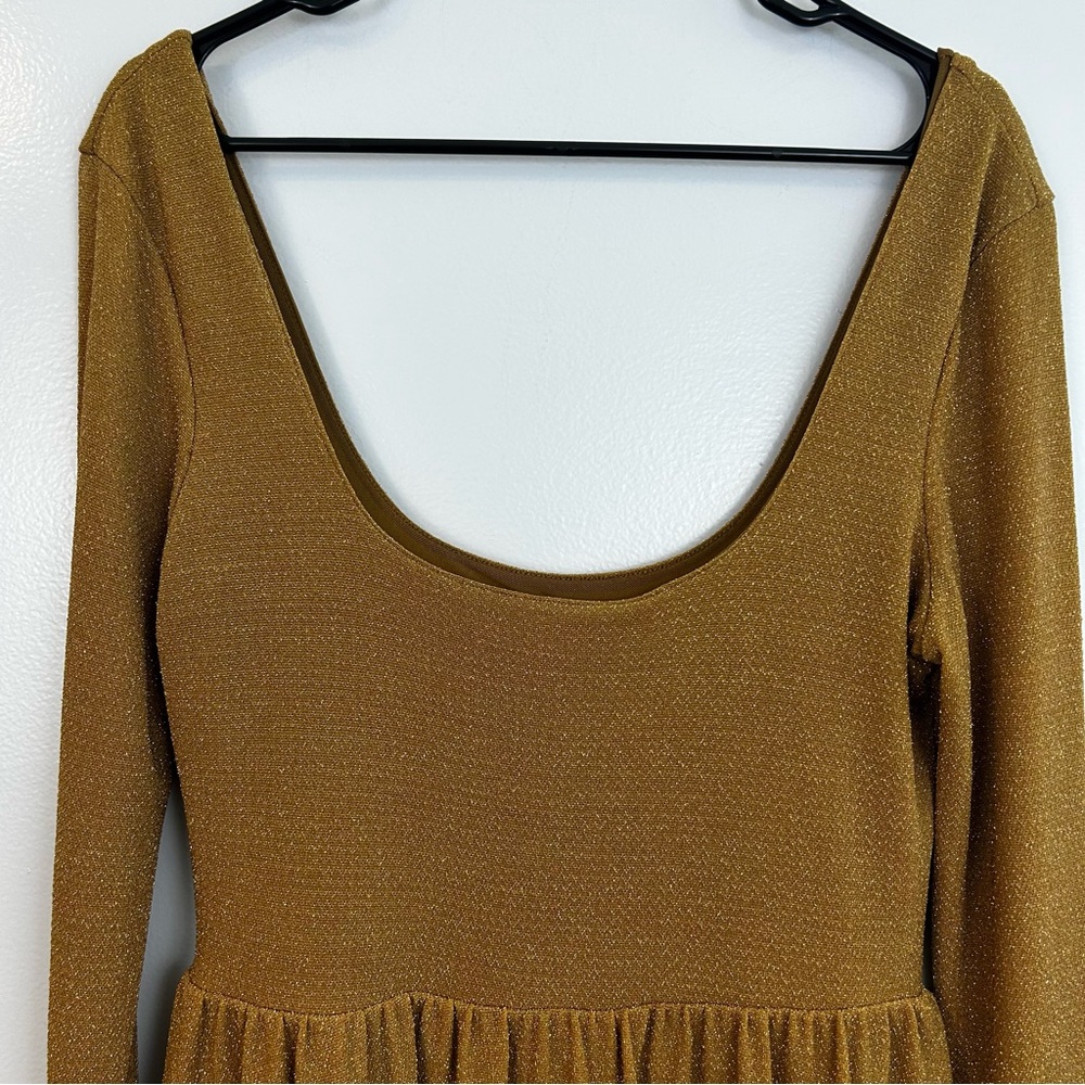 Free People sparkly gold  Long Sleeve Mini Dress - Picture 3 of 11